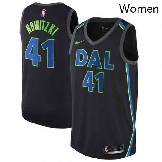 Womens Nike Dallas Mavericks 41 Dirk Nowitzki Swingman Black NBA Jersey City Edition